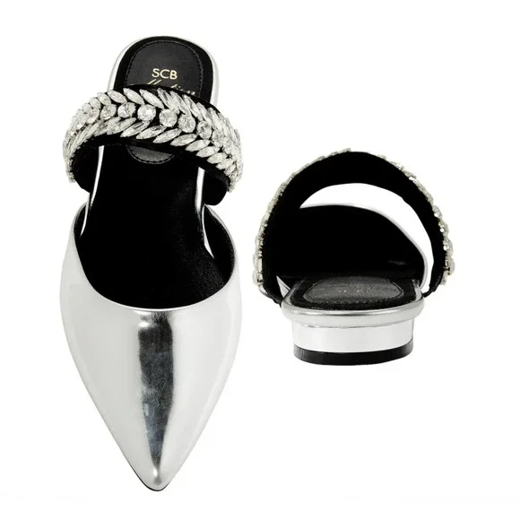 SCB Collection by Suecomma Bonnie Crystal Embellished Mules - Picture 2 of 15